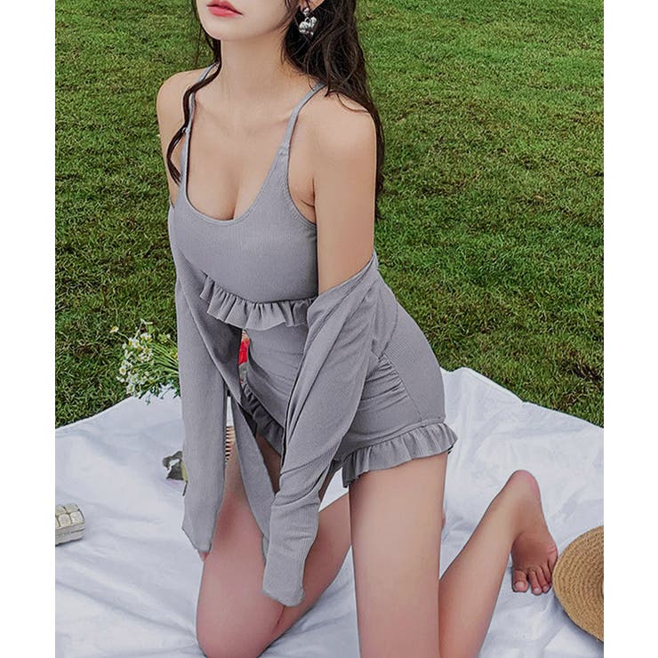フリル付きスイムウェア クロスバックワンピース水着 カーディガン付き | SUNSHINE CLOSET | 詳細画像9 