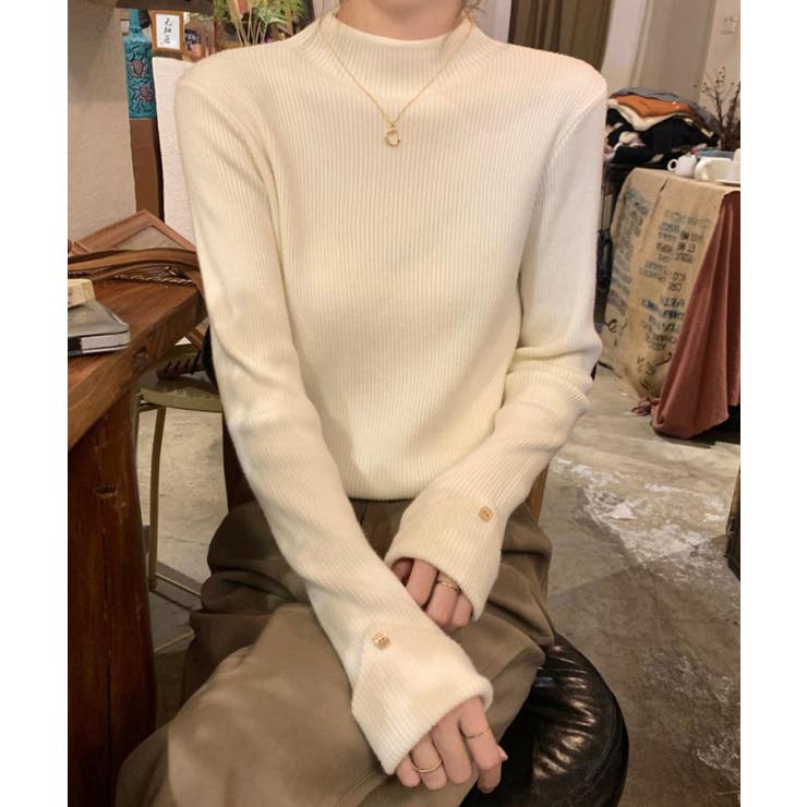 プチハイネックニットトップス 袖口ボタン | SUNSHINE CLOSET | 詳細画像1 
