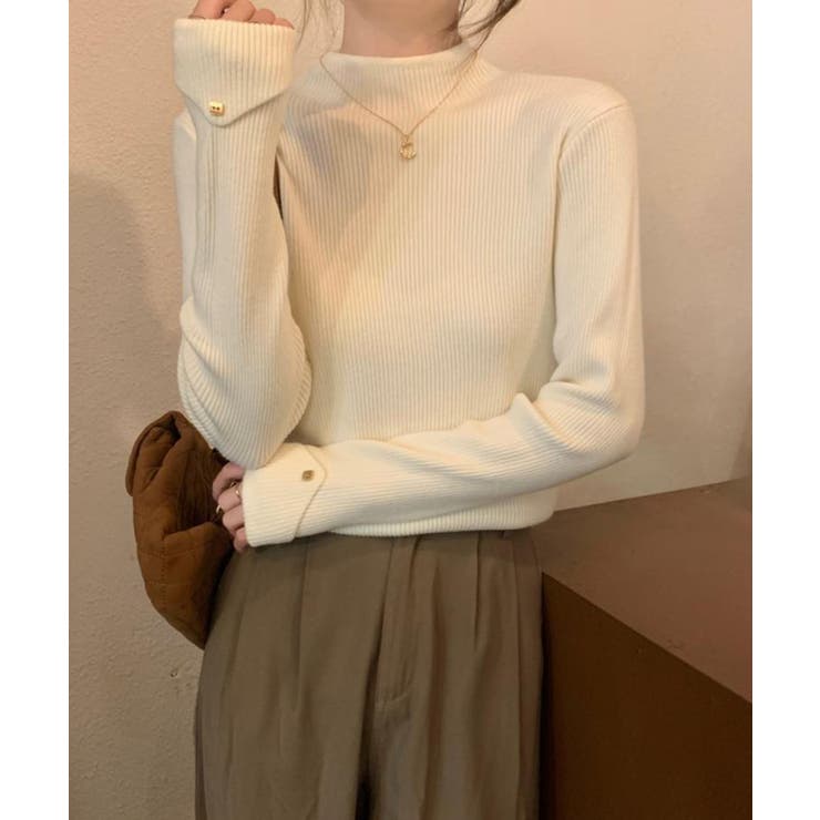 プチハイネックニットトップス 袖口ボタン | SUNSHINE CLOSET | 詳細画像4 