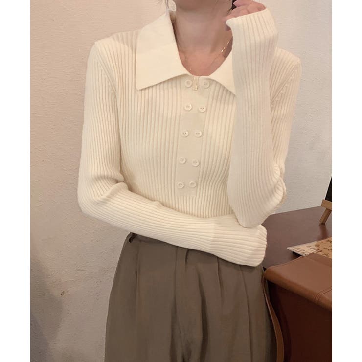 ポロニットトップスきれいめニットセーター | SUNSHINE CLOSET | 詳細画像2 