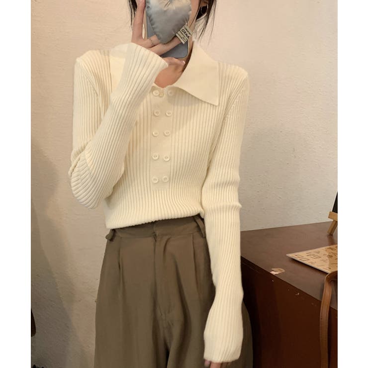ポロニットトップスきれいめニットセーター | SUNSHINE CLOSET | 詳細画像4 
