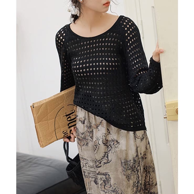 透かし編みトップス バッククロス春夏秋服 | SUNSHINE CLOSET | 詳細画像6 