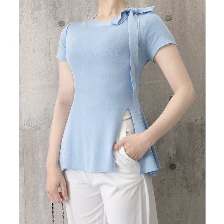 【専用】Christina seewald トップス リボン付きニットトップス サイドスリット[品番：AGCW0006750