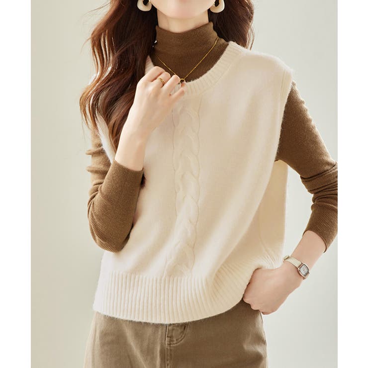 ケーブル編み ニットベスト バックボタン | SUNSHINE CLOSET | 詳細画像5 