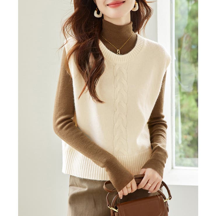 ケーブル編み ニットベスト バックボタン | SUNSHINE CLOSET | 詳細画像8 