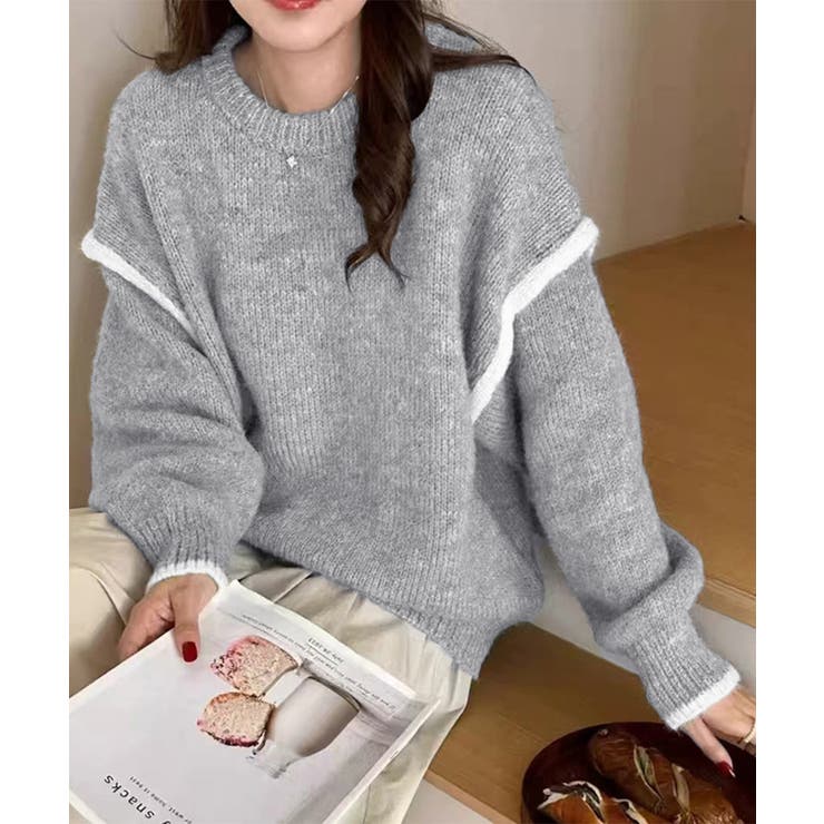 ゆったりニットトップスラウンドネック冬服 | SUNSHINE CLOSET | 詳細画像1 