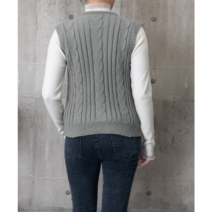 ケーブル編みニットベスト ダブルブレスト | SUNSHINE CLOSET | 詳細画像22 