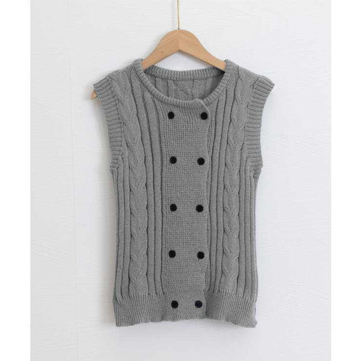 ケーブル編みニットベスト ダブルブレスト | SUNSHINE CLOSET | 詳細画像23 