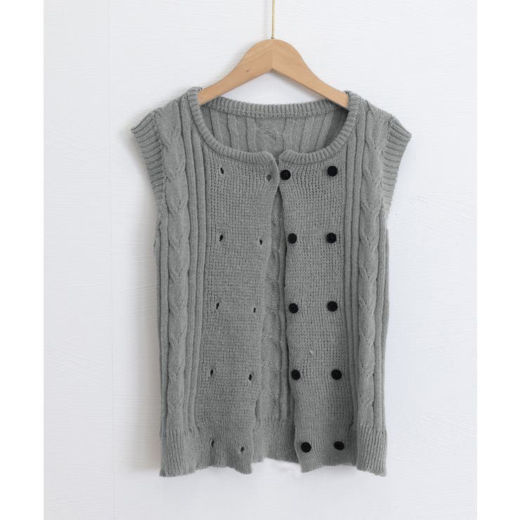 ケーブル編みニットベスト ダブルブレスト | SUNSHINE CLOSET | 詳細画像24 