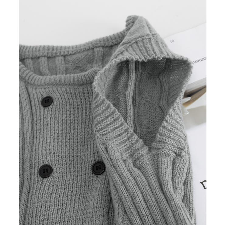 ケーブル編みニットベスト ダブルブレスト | SUNSHINE CLOSET | 詳細画像26 