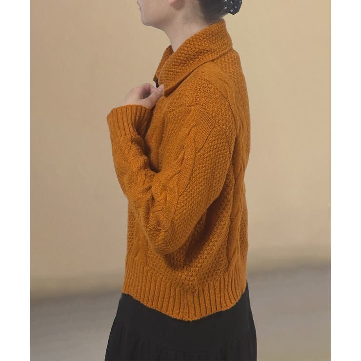 ケーブル編みニットカーディガン ビッグ襟 | SUNSHINE CLOSET | 詳細画像11 