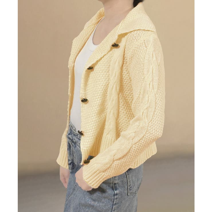 ケーブル編みニットカーディガン ビッグ襟 | SUNSHINE CLOSET | 詳細画像8 