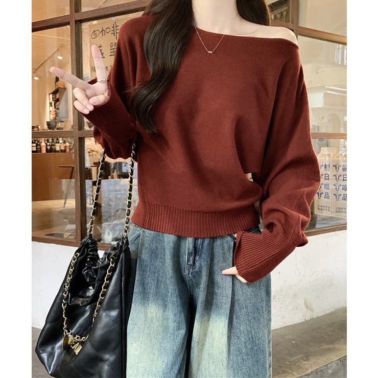 ボートネックニットトップスオフショルダー | SUNSHINE CLOSET | 詳細画像17 