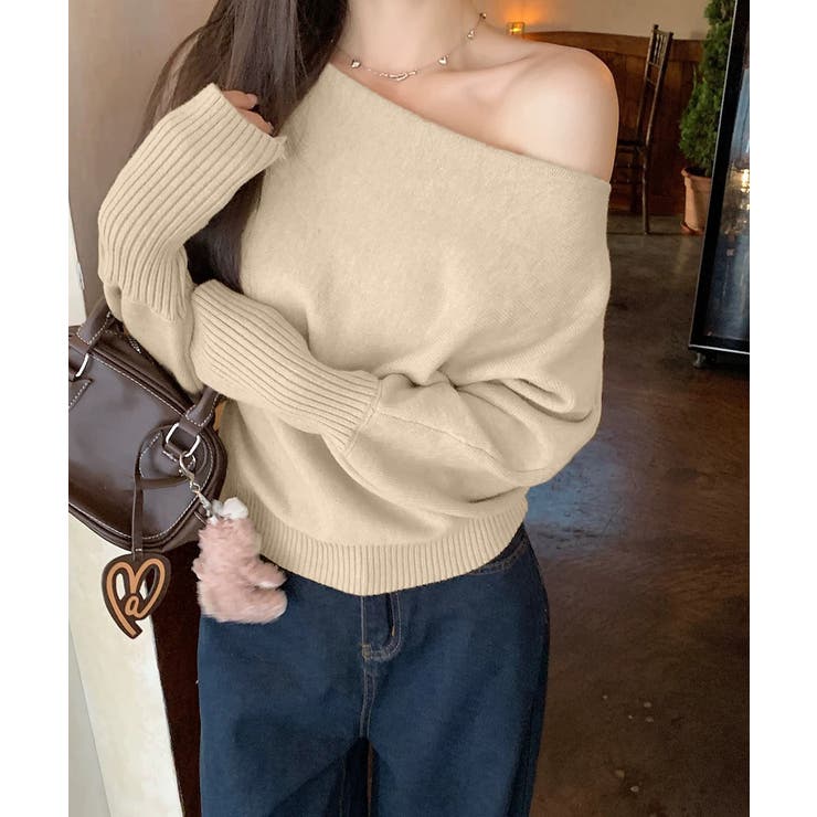 ボートネックニットトップスオフショルダー | SUNSHINE CLOSET | 詳細画像2 