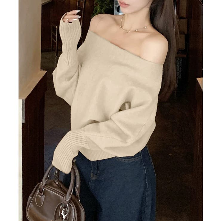 ボートネックニットトップスオフショルダー | SUNSHINE CLOSET | 詳細画像3 