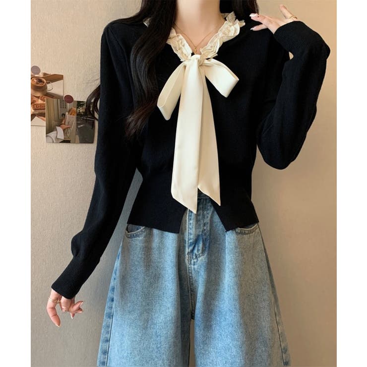 ボウタイニットトップス フリル襟 ニット | SUNSHINE CLOSET | 詳細画像5
