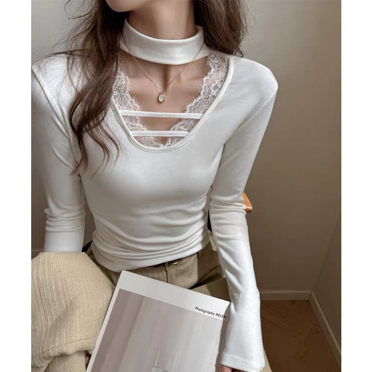 チョーカー風カットソーレース付きTシャツ | SUNSHINE CLOSET | 詳細画像7 
