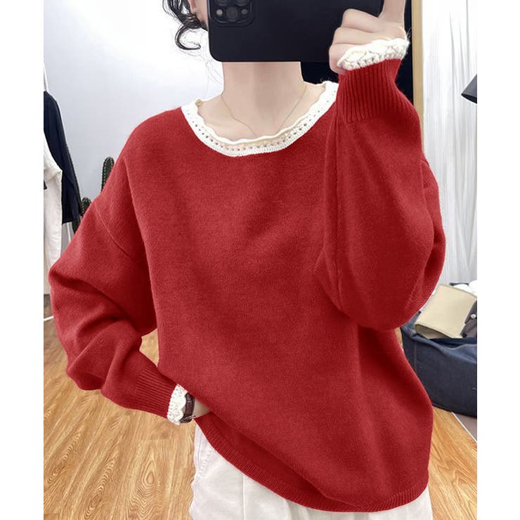 配色ニットプルオーバーラウンドネック秋服 | SUNSHINE CLOSET | 詳細画像10 