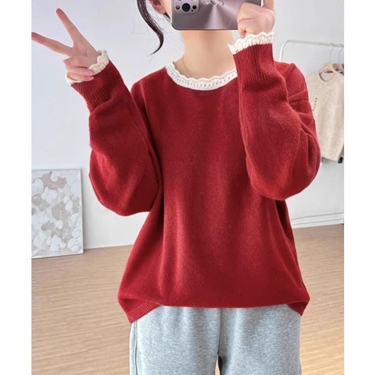 配色ニットプルオーバーラウンドネック秋服 | SUNSHINE CLOSET | 詳細画像11 