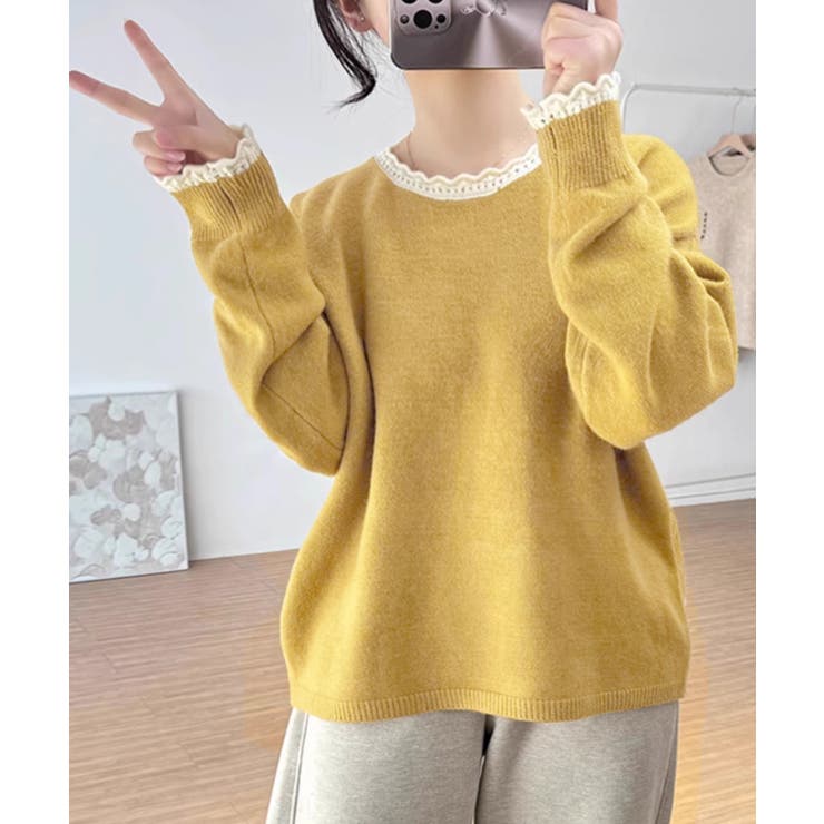 配色ニットプルオーバーラウンドネック秋服 | SUNSHINE CLOSET | 詳細画像14 