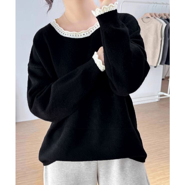 配色ニットプルオーバーラウンドネック秋服 | SUNSHINE CLOSET | 詳細画像5 