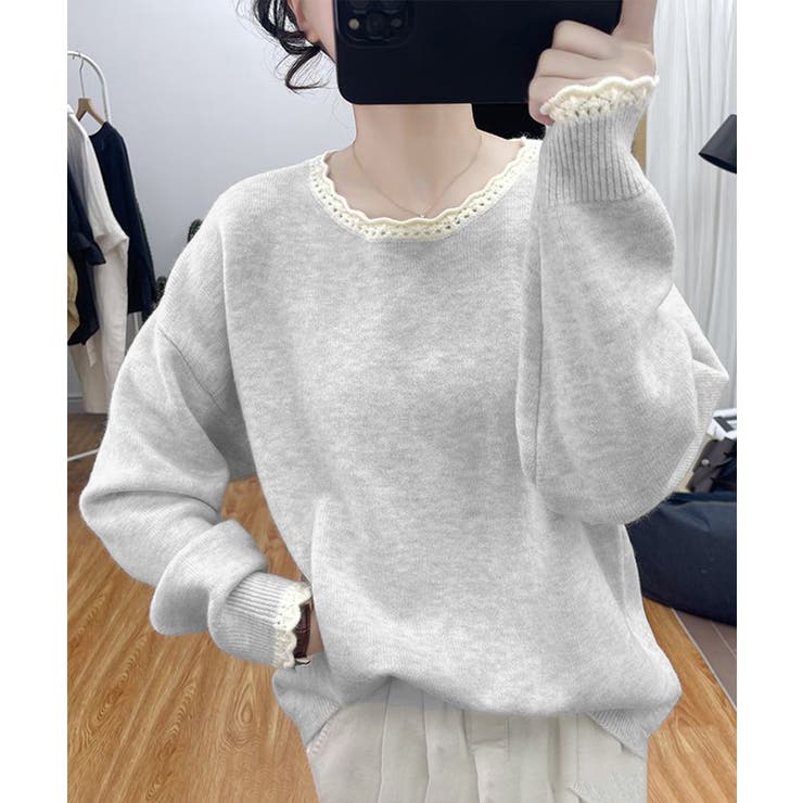配色ニットプルオーバーラウンドネック秋服 | SUNSHINE CLOSET | 詳細画像8 