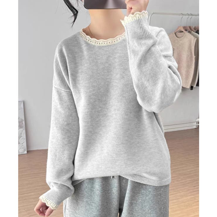 配色ニットプルオーバーラウンドネック秋服 | SUNSHINE CLOSET | 詳細画像9 