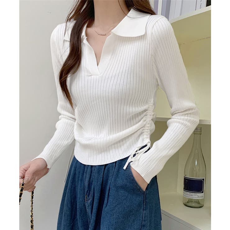 ポロニットドローストリングリブニット薄手 | SUNSHINE CLOSET | 詳細画像1 