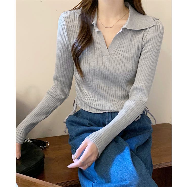 ポロニットドローストリングリブニット薄手 | SUNSHINE CLOSET | 詳細画像12 