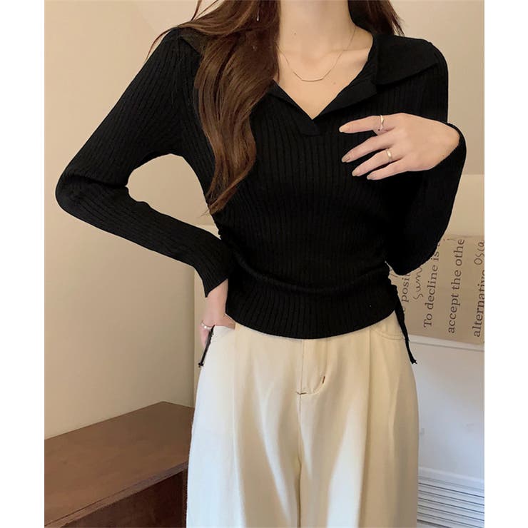 ポロニットドローストリングリブニット薄手 | SUNSHINE CLOSET | 詳細画像5 