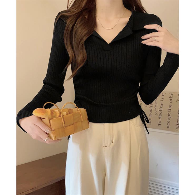 ポロニットドローストリングリブニット薄手 | SUNSHINE CLOSET | 詳細画像6 