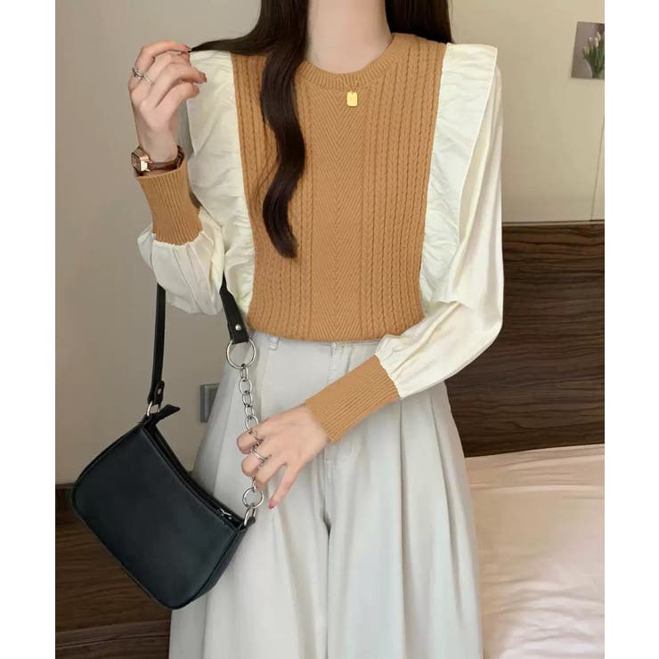 異素材mixニットブラウス レイヤード風 トップス | SUNSHINE CLOSET | 詳細画像13 