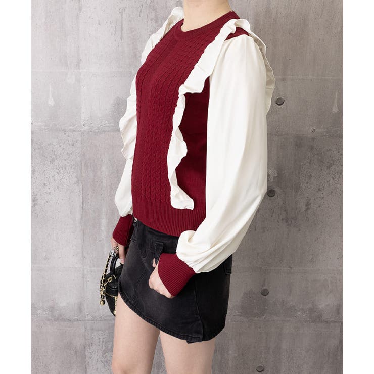 異素材mixニットブラウス レイヤード風 トップス | SUNSHINE CLOSET | 詳細画像17 