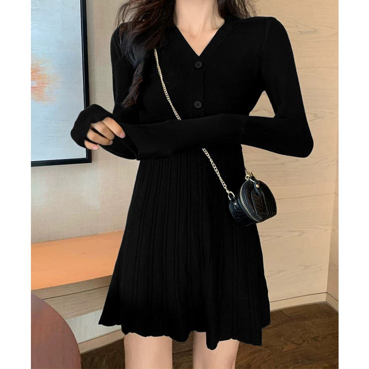 Vネックニットワンピース 飾りボタン付き | SUNSHINE CLOSET | 詳細画像8 