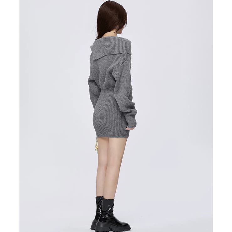 ニットワンピースオフショルダーワンピース[品番：AGCW0007245