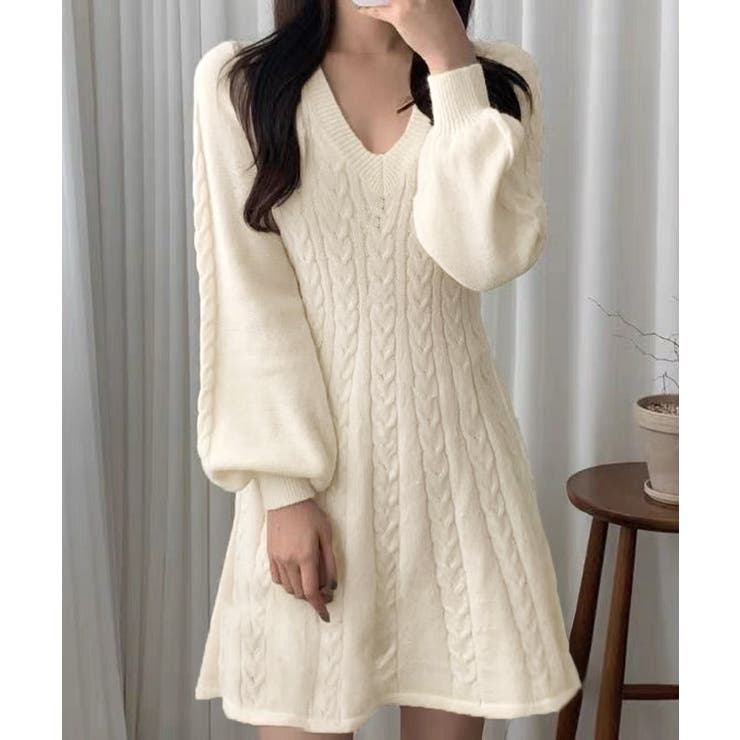 ニットワンピース ケーブル編みミニワンピ | SUNSHINE CLOSET | 詳細画像1 
