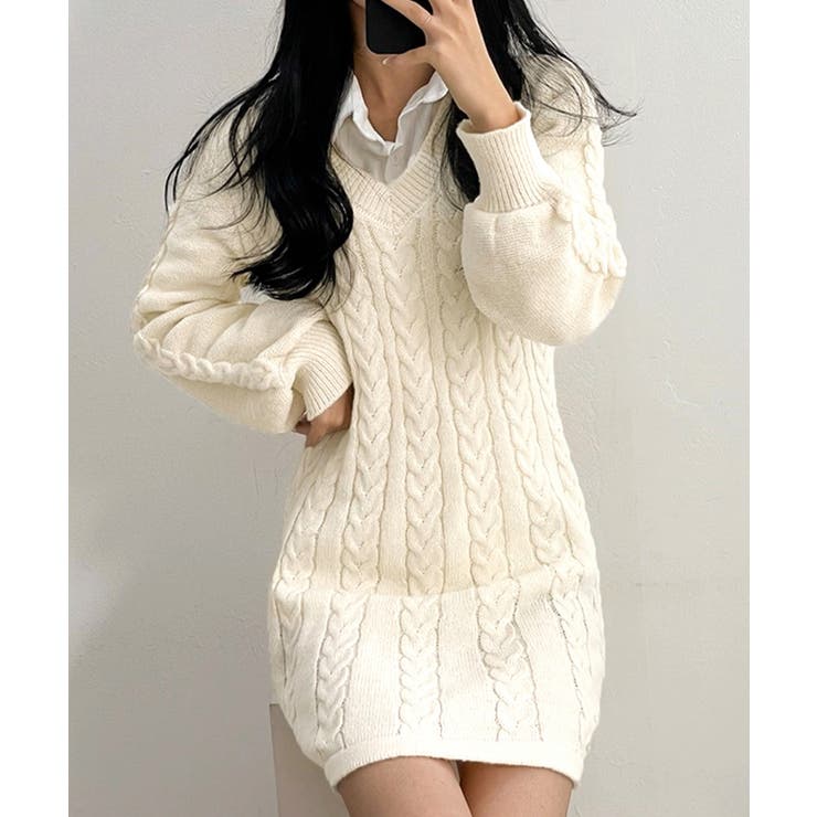 ニットワンピース ケーブル編みミニワンピ | SUNSHINE CLOSET | 詳細画像2 