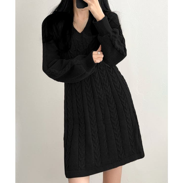 ニットワンピース ケーブル編みミニワンピ | SUNSHINE CLOSET | 詳細画像3 