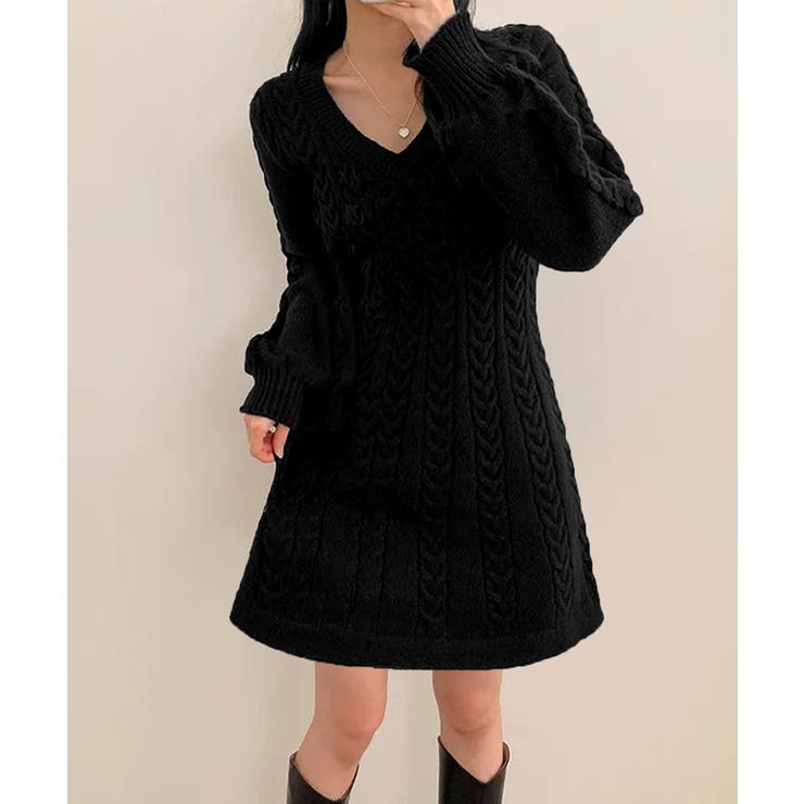 ニットワンピース ケーブル編みミニワンピ | SUNSHINE CLOSET | 詳細画像5 