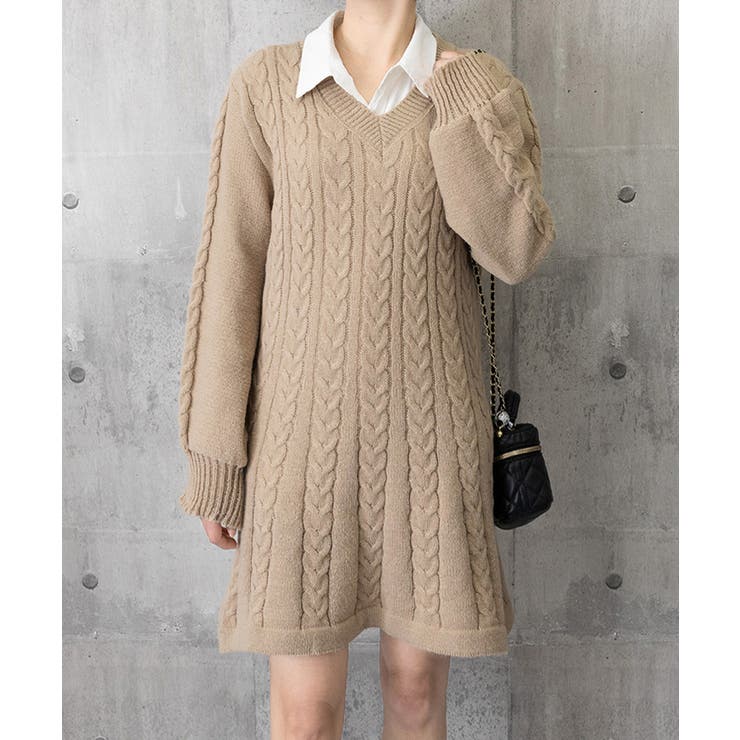 ニットワンピース ケーブル編みミニワンピ | SUNSHINE CLOSET | 詳細画像6 