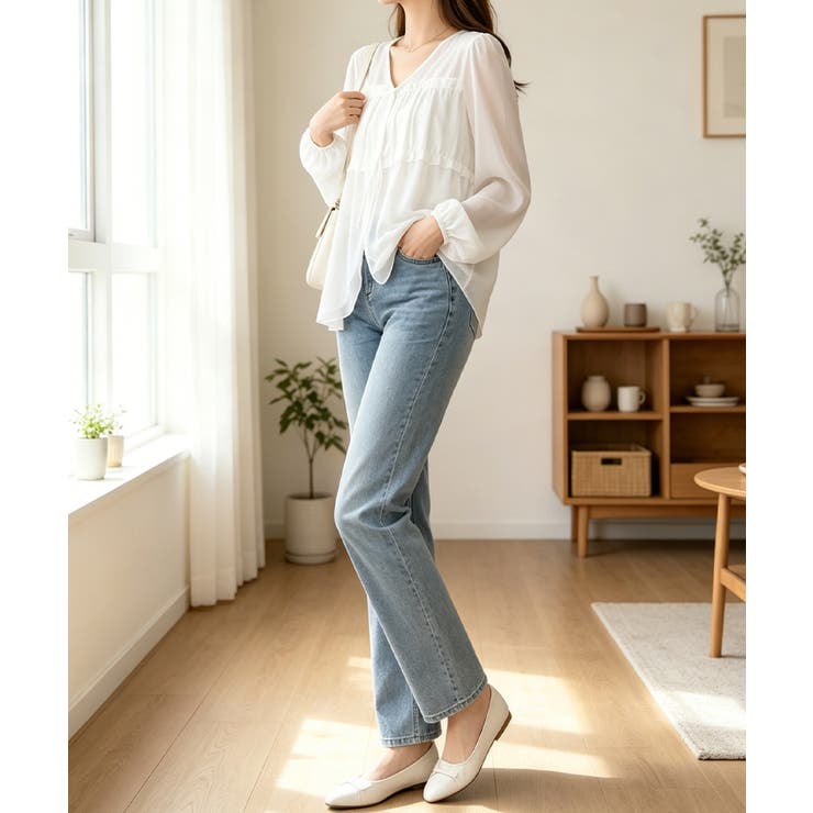 きれいめカジュアル シフォンブラウス 透け感トップス | SUNSHINE CLOSET | 詳細画像18 