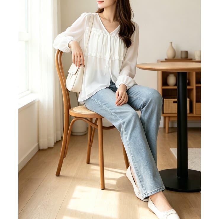 きれいめカジュアル シフォンブラウス 透け感トップス | SUNSHINE CLOSET | 詳細画像19 