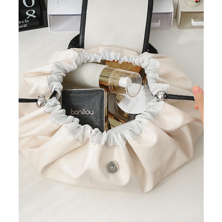 巾着コスメポーチ PUレザーメイクポーチ | SUNSHINE CLOSET | 詳細画像16 