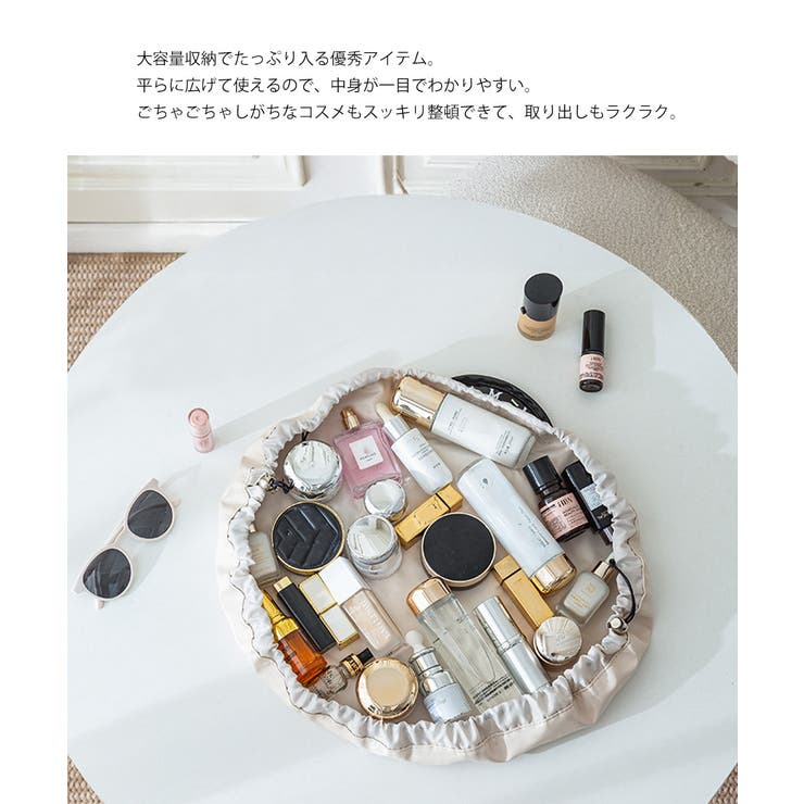 巾着コスメポーチ PUレザーメイクポーチ | SUNSHINE CLOSET | 詳細画像3 