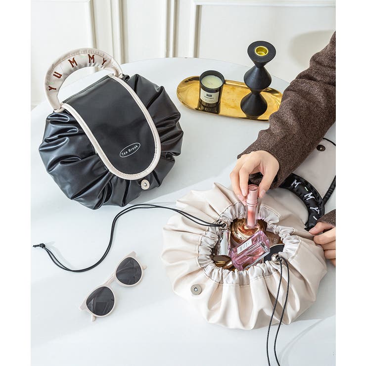 巾着コスメポーチ PUレザーメイクポーチ | SUNSHINE CLOSET | 詳細画像5 