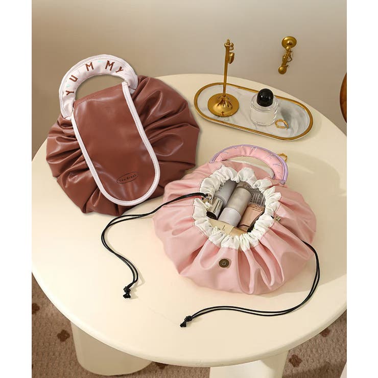 巾着コスメポーチ PUレザーメイクポーチ | SUNSHINE CLOSET | 詳細画像7 