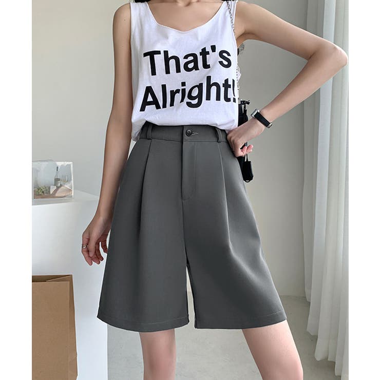 5分丈 タックショートパンツ レディース[品番：AGCW0005348