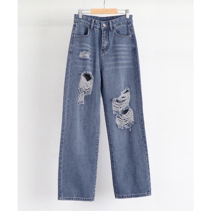 ダメージデニムパンツ クラッシュジーンズ[品番：AGCW0004393