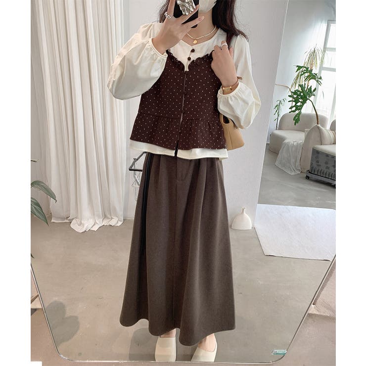 ノーカラーブラウスレディースおしゃれ 重ね着風トップス 前開きシャツ体型カバーフ… | SUNSHINE CLOSET | 詳細画像10 