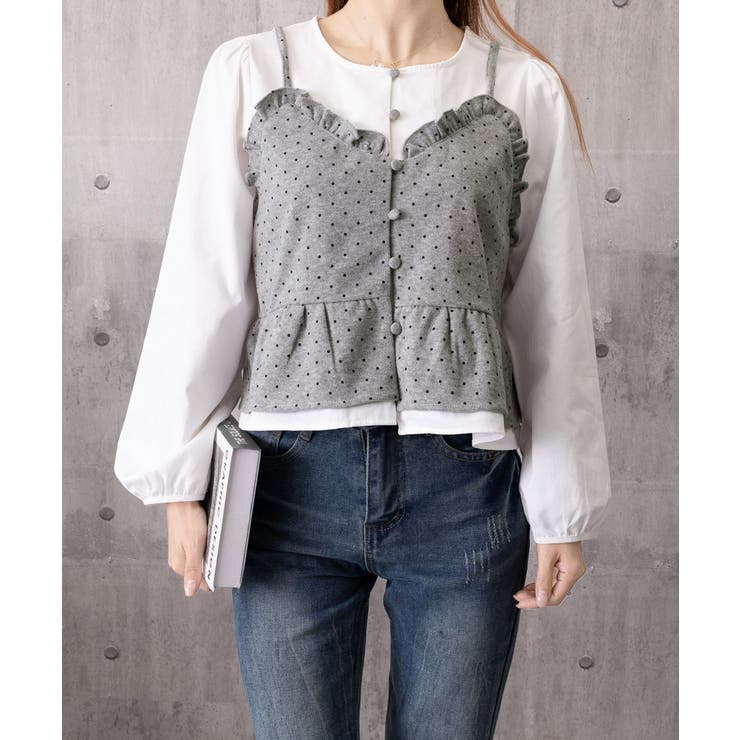 ノーカラーブラウスレディースおしゃれ 重ね着風トップス 前開きシャツ体型カバーフ… | SUNSHINE CLOSET | 詳細画像13 